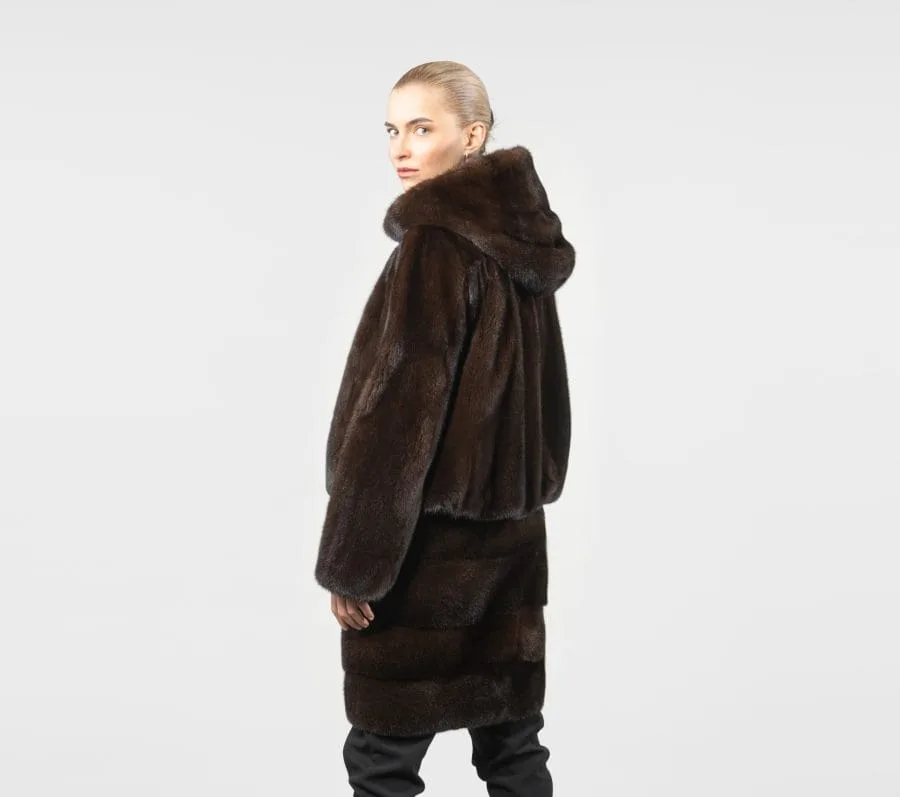 Luxury Mahogany Mink Fur Jacket - Image 3