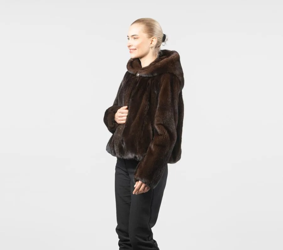 Luxury Mahogany Mink Fur Jacket - Image 5