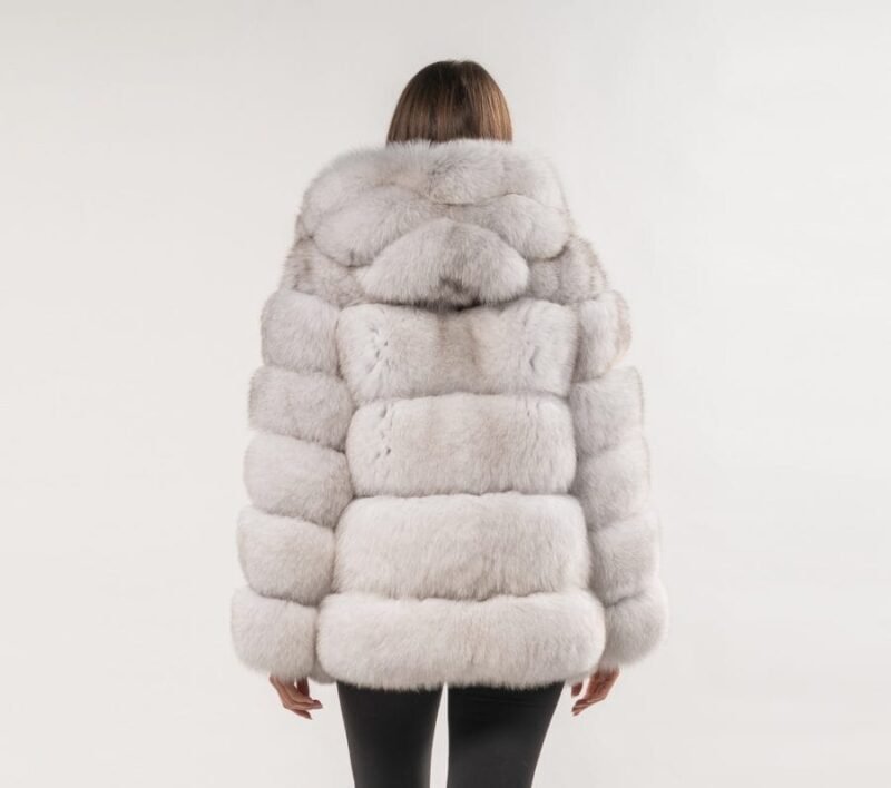 Hooded White Fox Fur Jacket - Image 6