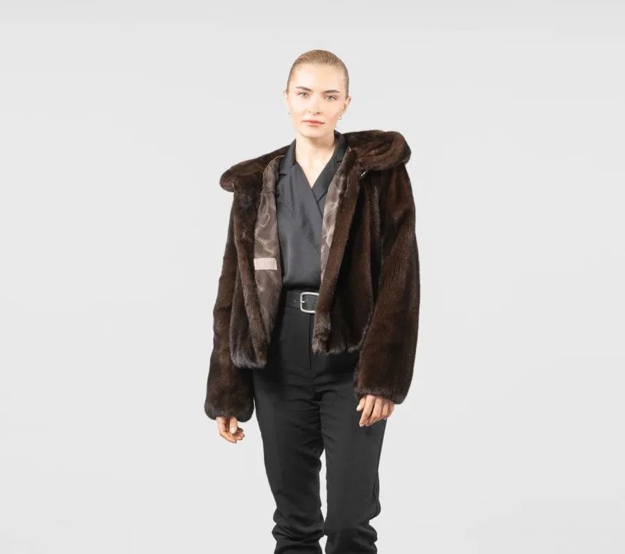 Luxury Mahogany Mink Fur Jacket - Image 6