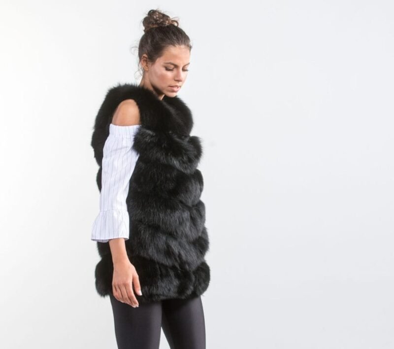 Black Fox Fur Vest - Image 3