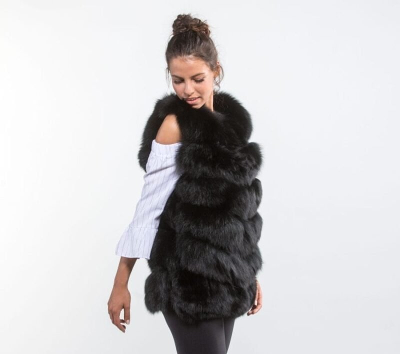 Black Fox Fur Vest - Image 4