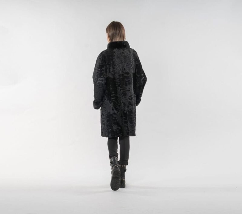 Luxe Mink Detailed Astrakhan Fur Coat - Image 5