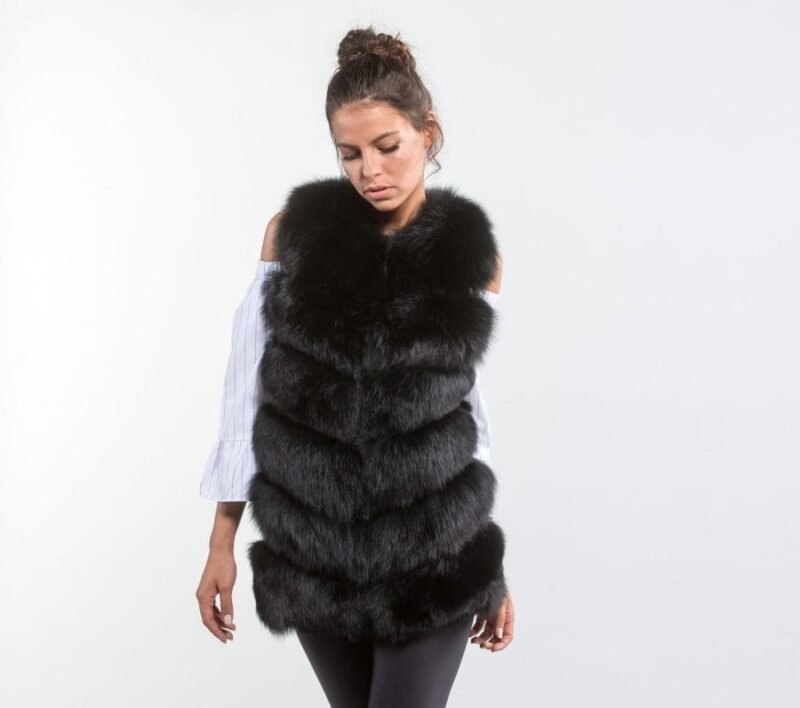 Black Fox Fur Vest - Image 5