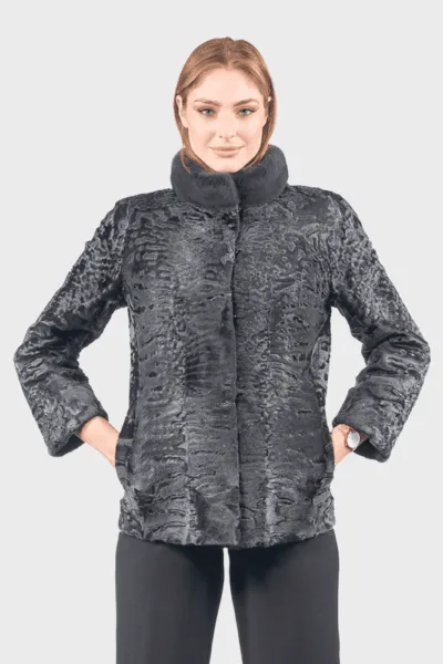 Grey Astrakhan Fur Jacket