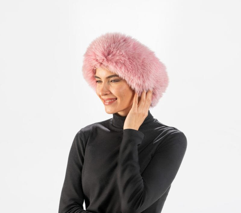 Luxury Pink Fox Fur Hat - Image 2