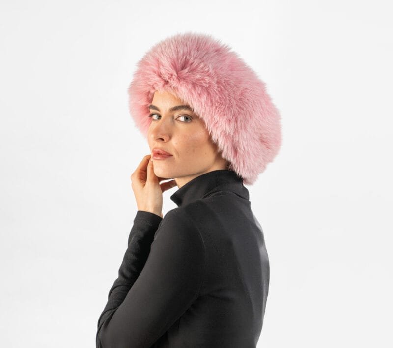 Luxury Pink Fox Fur Hat - Image 4