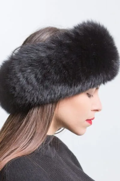 Black Fox Fur Headband