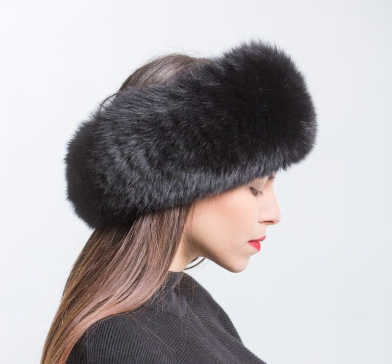 Black Fox Fur Headband