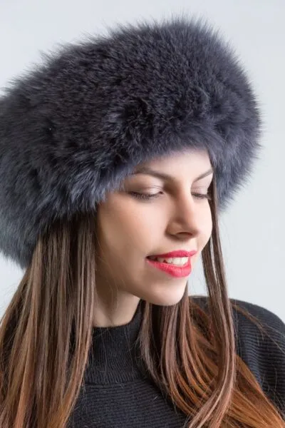 Grey Fox Fur Headband